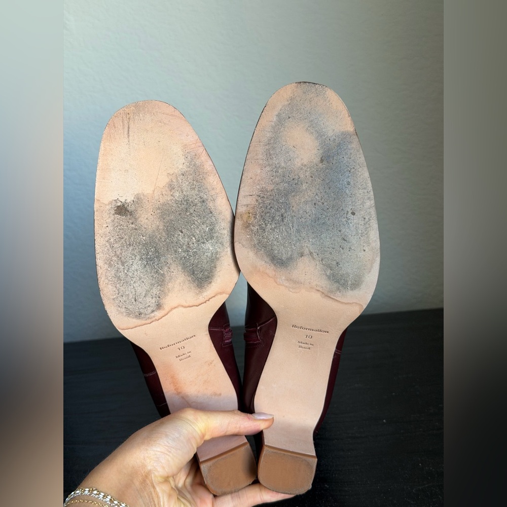 Reformation Gillian Burgundy Leather Ankle Boots - Picture 12 of 15